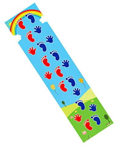 POENVFPO Bunte Krabbelmatte, Hand- und Fußmuster, Tintenstrahl-Stoff, Wasserdicht, für, Spielender Stoffspielteppich für Zuhause (1 Person 2,8 x 0,6 m / 9,19 x 1,97 Fuß)