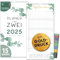 Paarplaner 2025 3 Spalten EUKALYPTUS GOLD Planer für Zwei 2025 und Okt-Dez 2024 Partnerkalender 16x32,5cm Paarkalender f. Paare 2025 Wandplaner 2 Personen STICKER Recycling Urlaub, Pflanzkalender