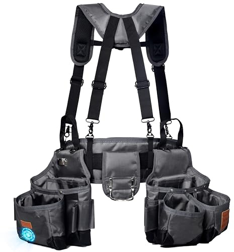 VIDAR TOOLS Tool belt,Tool Belts for Men with Suspenders and Magnetic Tool Pouch.Heavy Duty Carpenter/Construction Tool Belt.