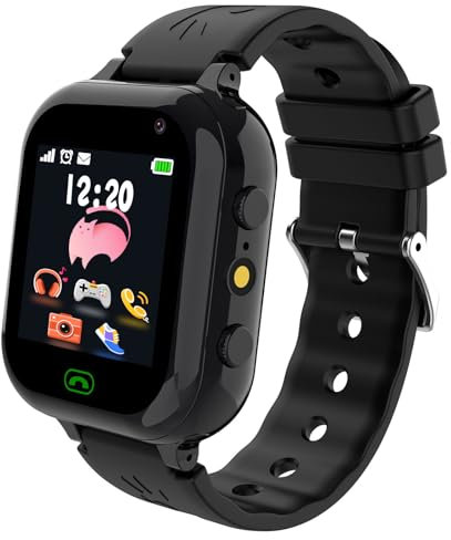 Ruopoem Smartwatch Kinder mit SIM Karte, Kinderuhr Telefon mit Anruffunktion SMS 25 Spiele SOS Kamera Musik Wecker Schrittzähler HD Touchscreen, Kinder Smartwatch Geschenke für Mädchen Jungen