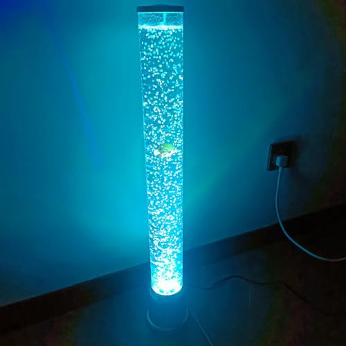 BiiKoon Lampadaire À Tube À Bulles De 2,5 Pieds, 7 Couleurs Changeantes, Lampe À Lave en Faux Poisson for La Décoration De La Maison, Veilleuse LED Sensorielle Aquatique, Cadeau