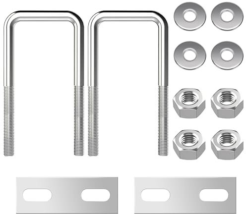 Bulloni a U Quadrato M8 Bulloni a U in Acciaio Inox con Dadi e Piastra Di Telaio per Tubo Dell'Acqua Fisso Barche Ancho interior 40 mm 2 Pezzi M8 40x100mm