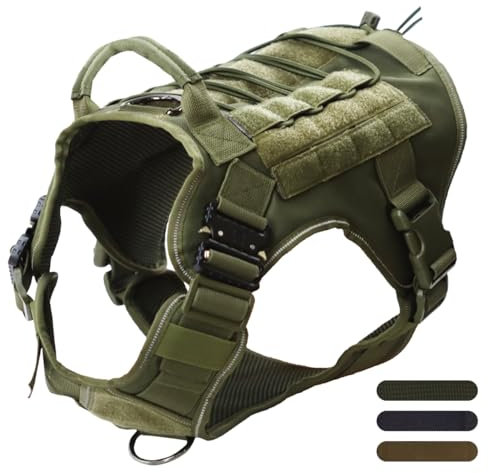 APKOL Hundegeschirr Grosse Hunde,Taktische Hundeweste Mit taktischem MOLLE und Metallschnalle,Atmungsaktive Verstellbarer Heavy Duty Sicherheitsgeschirr Hund für Große und Mittelgroße Hunde