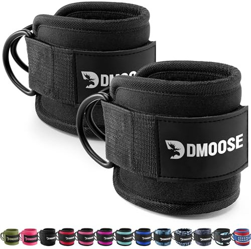 DMoose Fitness Ankle Straps for Cable Machines-One Size Fit with Premium Padding, Glute Kickback Ankle Strap for Women & Men, Cable Attachments for Gym, Booty Workouts, Leg Extension & Hip Abductors