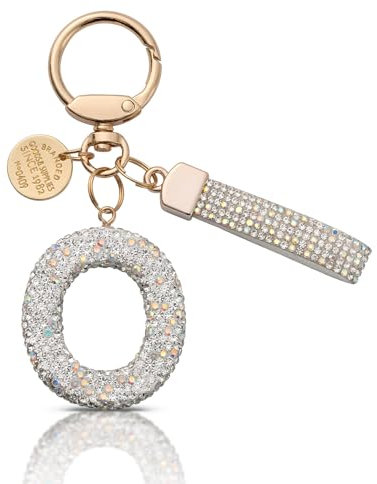 MORSUNBELA Porte-Clés, Porte Cle Lettre Porte Clés à Paillettes, Porte Clé Personnalisé Porte-clés pour Femme, Porte Clef Lettre O