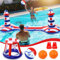EagleStone Ensemble de filet de volleyball de piscine avec panier de basket-ball, flotteurs gonflables pour piscine avec drapeau américain, filet de volleyball et cerceaux de basket-ball