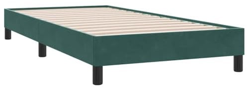 vidaXL Boxspringbett ohne Matratze Dunkelgrün 100x210 cm Samt, Bett, Bettgestell, Einzelbett, Schlafzimmermöbel, Bettrahmen, Samtbett, Polsterbett