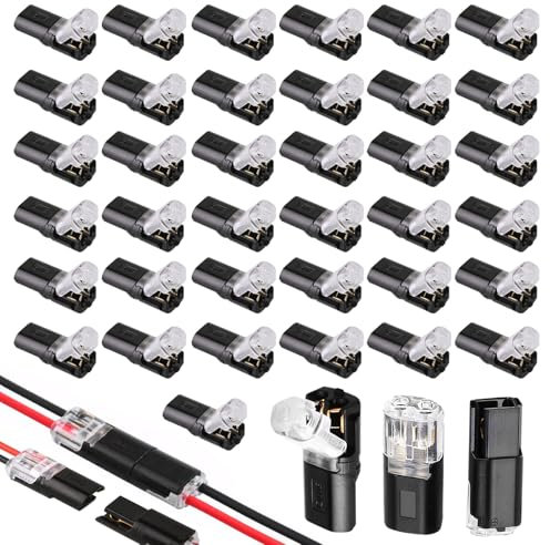 kodivenj Steckverbinder 2 Polig,12V Stecker 2 pin,Kabel Steckverbinder,Schneller Kabelstecker Verbindungen 12V für 18-22 AWG Kabel Crimp,Steckverbindung Wire Connector für KFZ LKW (40)