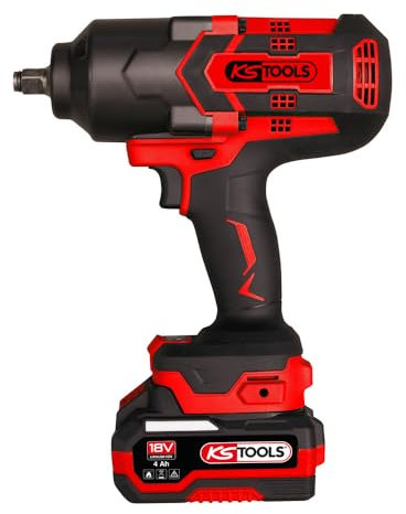 KS TOOLS - 515.4715F - Clé à chocs sur batterie - Clé à choc sans fil 1/2 brushless - Puissance 18 V - 1600 Nm - 2,8 kg sans batterie - Livrée en coffret avec 2 batteries 4Ah
