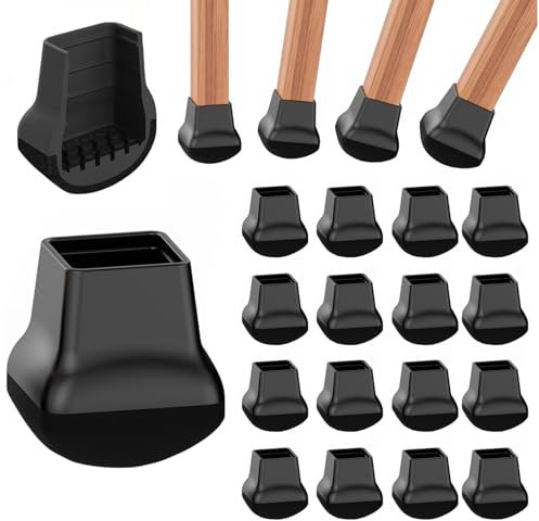 COEWUR 16 PCS Chair Leg Floor Protectors Square,Small Silicone Chair Leg Covers with Wrapped Felt, Black Furniture Feet Protectors Pads,Noise Reduction,Scratch Prevention(Fit 0.75-1)