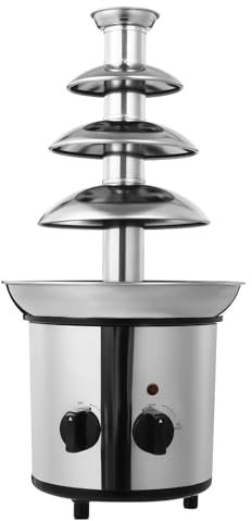 Loobiiny Elektrisch SchokoladenfontäNe,4 Etagen Edelstahl Schokolade Brunnen Maschine,Schokofondue FüR Brunch, Party