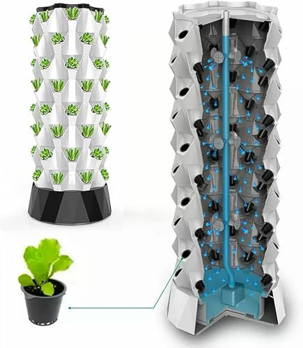 Indoor Gardening Hydroponic Growing System, Column Tower Planting Box, Hydroponic Equipment, DIY Soilless Culture Growing Kit, with 48/64 Planting Points, Gift for Gard