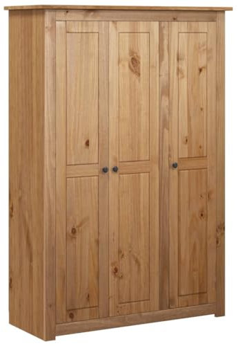 Eleganz Kleiderschrank 3-Türig aus Kiefer Massivholz, 118×50×171,5 cm, Panama Serie - Perfekt für kleine Räume, langlebig und umweltfreundlich