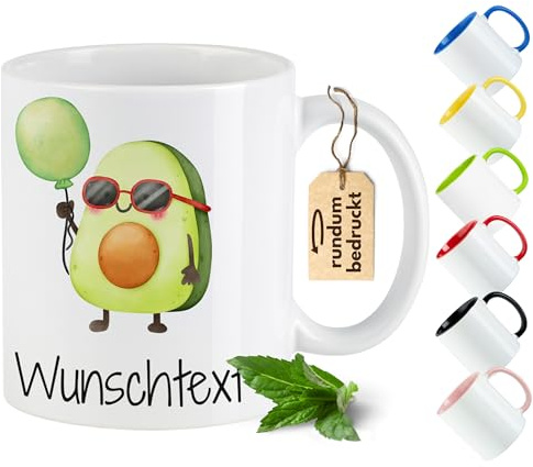 GRAZDesign Avocado Tasse – Kaffeetasse mit Namen bedruckt – Geschenk für Freunde, Kollegen & Familie, Keramik 330 ml - Rosa
