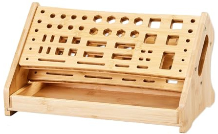 Opdestn Organizzatori Porta Cacciaviti,53 Fori Organizzatore in Legno con Vassoio | Organizzatore Per Utensili Manuali | Per Hobby Riparazione Scrivania Libreria Garage Camion Esterno Interno