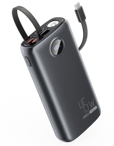 Power Bank 20000mAh 45W Externe Handyakkus Schnellladen mit USB-C Kabel | Tragbare Powerbank 3W Taschenlampe LED Display Flugtauglich Reise-Essential für 17 16 Pro Samsung Xiaomi iPad Laptop MacBook