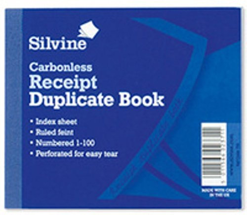 Silvine 720-P Quittungsbuch mit kohlefreiem Durchschreibepapier 1-100 106,5 x 125,5 mm 5 Stück