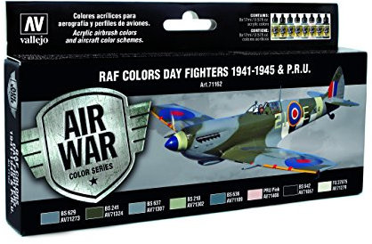VallejoModel Air WWII RAF Day Fighters Acrylic Paint Kit for Air Brush - Assorted Colours (Pack of 8),17 ml (Pack of 8)