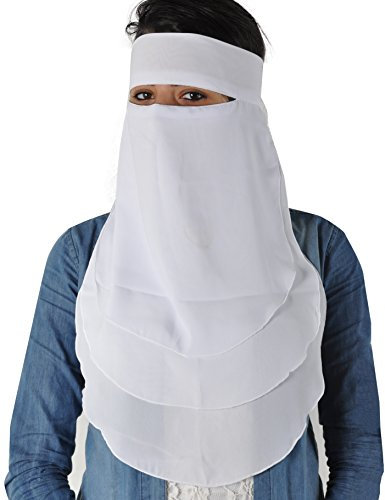 Egypt Bazar Niqab dreilagig - Hijab Gesichtsschleier Burka Khimar Islamische Gebetskleidung (weiß)