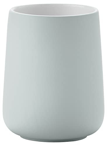 Zone Denmark Nova Zahnputzbecher, Zahnbürstenbecher aus Porzellan mit Soft Touch-Beschichtung, Durchm. 8 cm, Höhe 10 cm, Dusty Green