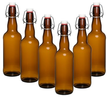 hocz 6er Set Bügelflaschen Bügelflasche Glasflaschen Bügelflaschen 750ml Braun mit Bügelverschluss zum Selbstbefüllen Essigflaschen Ölflaschen Vitrea