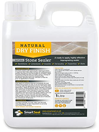 Smartseal Natural Stone Sealer - Dry Finish – Impregnating, Durable Sealer for Sandstone, Limestone, Granite, Travertine and Slate (1 Litre)