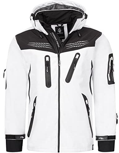 Rock Creek Herren Softshell Jacke Outdoor Regenjacke Windbreaker Softshelljacken Wanderjacke Skijacke Laufjacke Thermojacke Kapuze H-159 Weiß XXXXL