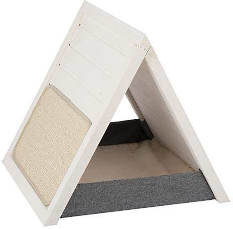 Limal Katzenhaus Haustierhaus Katzenhütte, Dreieck offen, Natur, 55 x 46 x 47 cm