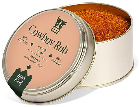 BBQ KING - Cow Boy Rub Confezione da 70 Gr, Dry Rub Bbq per Bistecche Ideale per Barbecue e Grill, Set Spezie Cucina 100% Made in Italy, Miscela di Spezie per Bistecche, Hamburger o Arrosti