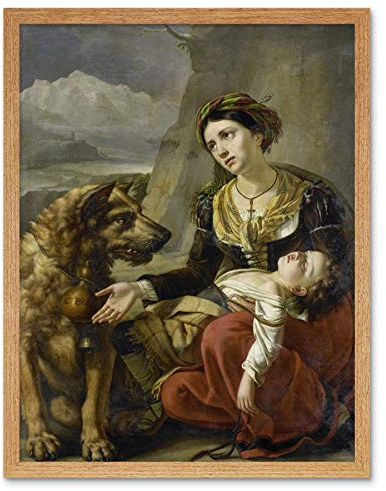 Artery8 Picque Saint Bernard Aid Woman Sick Child Painting Art Print Framed Poster Wall Decor 12x16 inch Heilige Frau Gemälde Wand Deko