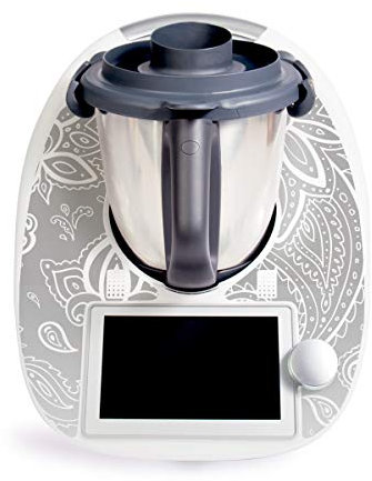 WANDKINGS Aufkleber Sticker für Thermomix TM6, Schnörkel Grau