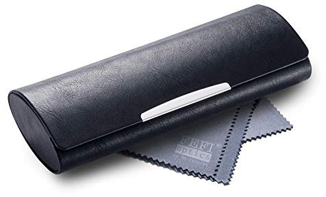 FEFI - Großes Hardcase Brillenetui color mit Chrom-Applikation (Schwarz)