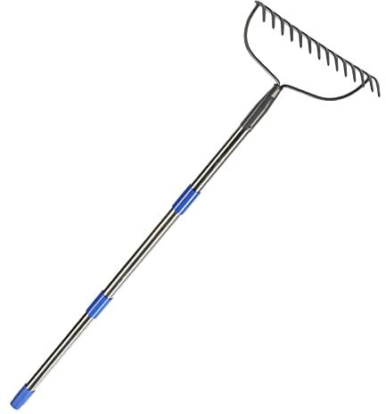 MIYA Gartenharke mit Stiel,Rechen,14 Zinken,Effiziente Gartengeräte,Gartenrechen für Bodenarbeiten,182CM