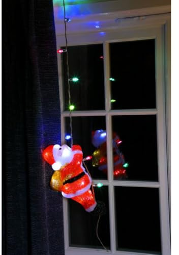Noma Acrylic Santa Climbing Light String : Plug in with Timer : 30cm : Indoor/Outdoor : LED