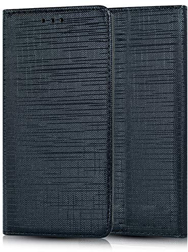 mtb more energy® Schutz-Tasche Bookstyle Jeans für LG Q7, Q7+, Q7 Plus (5.5'') - schwarz - Kunstleder - Klapp-Cover Hülle Case