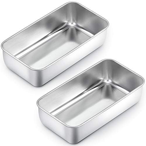 Homikit Loaf Tin Set of 2, Stainless Steel Cake Tins Bread Moulds for Baking, Rectangular Oven Baking Pan Bakeware Set - Meatloaf, Toast Bread, Pie, Lasagna, Healthy & Non-Toxic & Sturdy