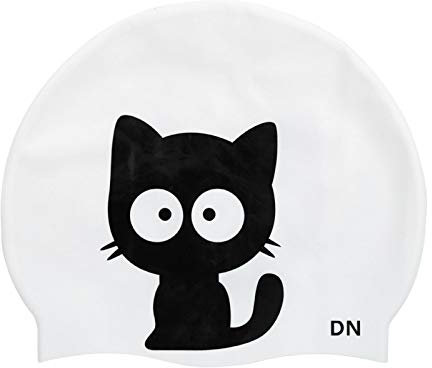 Cuffia da nuoto in silicone, cuffia da nuoto unisex, portatile universale in silicone per il nuoto(Routine-Cat)