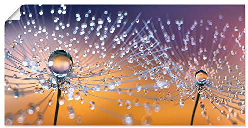 ARTLAND Wanddeko Poster & Kunstdrucke Wandposter 100x50 cm Bild ohne Rahmen Querformat Pusteblume Blumen Natur Pflanzen Abstrakt Modern Orange U1TA