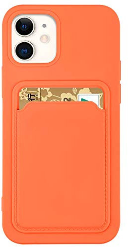 fonefunshop Silicone Card Holder Protection Case Compatible With iPhone 12 Pro Max in Orange