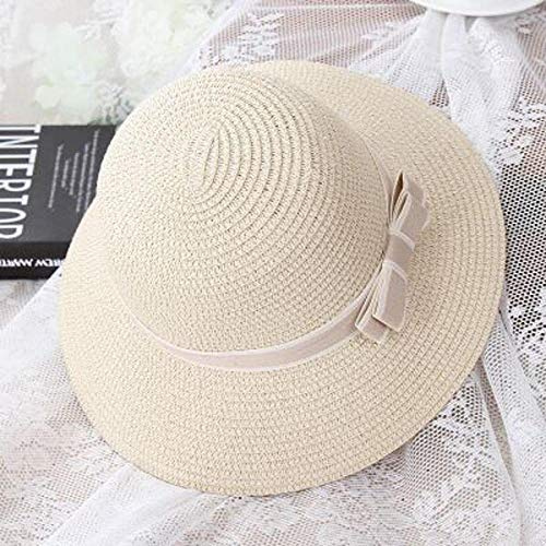 Sonnenhut Strohhut Hut Damen Damenmode Bowknot Handmade Folding Krempe Strohhut Weibliche Strandhut Sonnenhut-Beige_56_-_ 59Cm