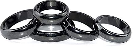 Yeehliny Hämatitringe, 5pcs Ring aus Hämatit 6mm Hematite Rings Steinring Negative Energy Black Hematite Basic Ring Band,Hematite Ring for Unisex,anxiety Relief Gift for Men and Women (Arc19mm)