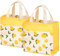 ASFINS Stofftaschen Klein mit Griffen, 2Stk Faltbare Einkaufstasche Recyclingtasche Baumwolltasche Tragetaschen für Frauen, Kinder, Mädchen, 22cm x 22cm (Gelbe Zitrone)