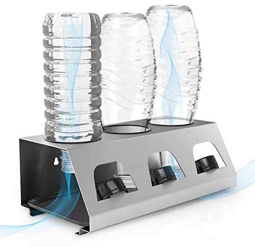 INTIRILIFE Flaschenhalter aus Edelstahl in Silber - 30 x 15.5 x 11 cm - Abtropfgestell Flaschenständer Trockenhalterung für bis zu 3 Flaschen