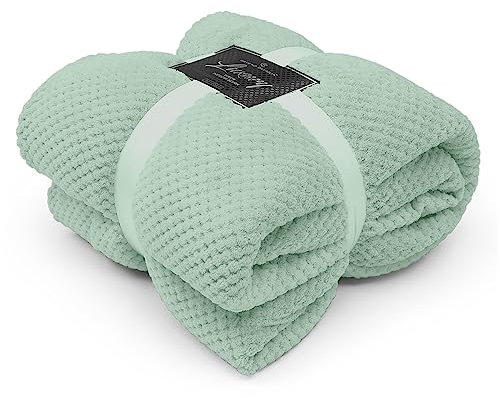 GC GAVENO CAVAILIA Teddy Bear Thermal Warm & Cosy Popcorn Fleece Thick Blankets Throw Bed, Soft & Cosy Sherpa Fleece Throw Blanket, 200x240 Cm, Duck Egg
