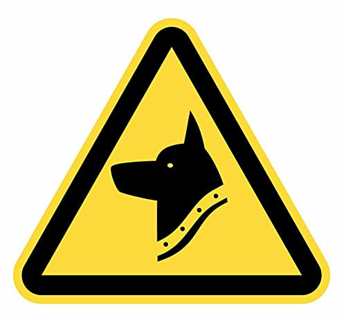 Señal Adhesiva Advertencia Perro Peligroso 5 uds de 15 cm Pegatina Triangulo Amarillo Señalización Peligro (15 cm, Perro Peligroso)