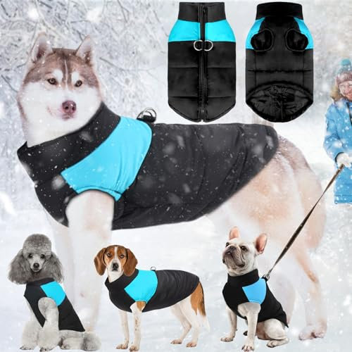Hundejacke, Baumwolle, wasserdicht, Welpenkleidung, Hundejacke, Wintermantel für Hunde, mit Sicherheitslöchern, geeignet für kleine und mittelgroße Hunde