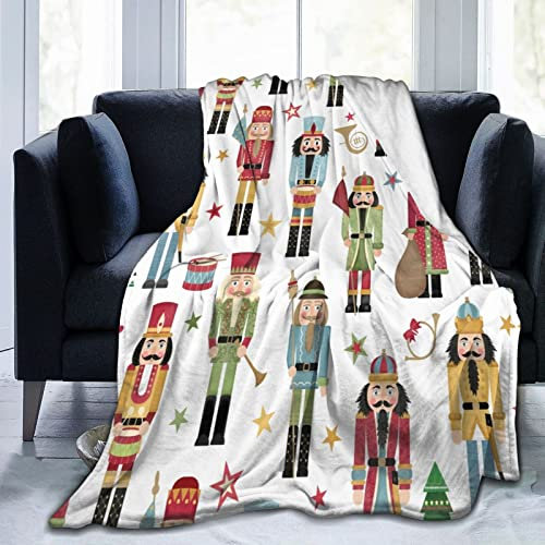 Hdadwy Nutcracker Throw Blanket Christmas Tree Star Fleece Blanket Air Conditioner Blanket Cooling Summer Blanket Cozy and Warm Blankets in Winter Beach Blanket for Home Office Bedroom 60x50