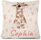 Personalisiertes Babykissen mit Tierdruck – weiches Fleecekissen mit Namen und Datum zur Taufe oder Geburt – Babygeschenk oder Geburtskissen - Kinder Kissenbezug - Kopfkissenbezug (Giraffe)