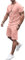 amropi Tuta Uomo Sportiva 2 Pezzi T-Shirt + Pantaloncini Estiva Maniche Corte Set Completo Rosa,M