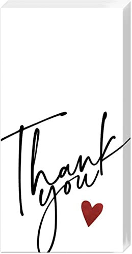 IHR Ideal Home Range - Taschentücher Dankeschön mit Herzen rot 1 Päckchen mit 10 einzelnen 4-lagigen Taschentüchern 21 cm x 21 cm
